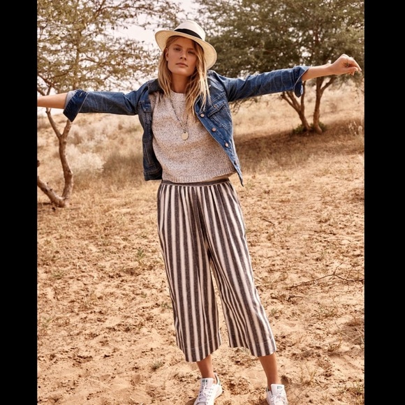 Madewell Linen Huston Pull-on Crop Pant in Stripes - Picture 10 of 10